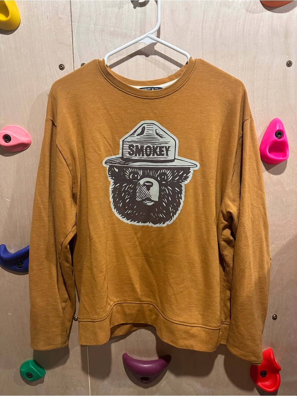 Smokey Bear Graphic Crewneck Sweater - Mustard